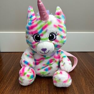 EUC Plush Rainbow Unicorn Bear Kids Backpack - Multicolor
